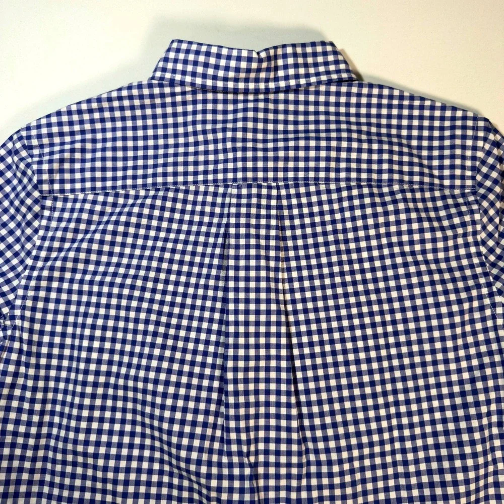 Ralph Lauren Button Down Shirt Boys L 14-16 Blue Gingham Excellent Long Sleeve